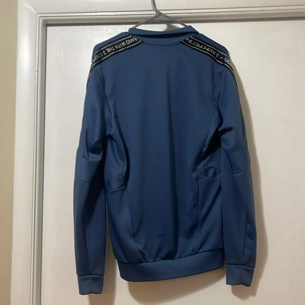 Adidas Navy Zip-Up Jacket with Text Detail large